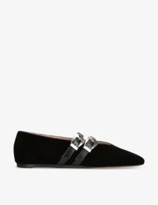 Shop Le Monde Beryl Women's Black Claudia Double-strap Leather Pumps