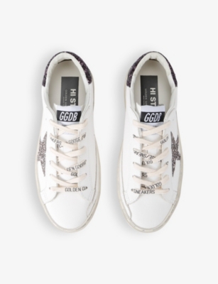 Golden Goose Super-star Leather Sneakers - Women's - Calf Leather/calf Suede/sequin In White/comb