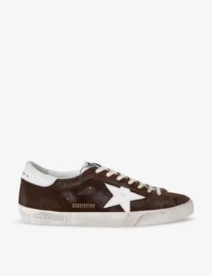 Mens Golden Goose Men’s Superstar Star-Embroidered Suede Low-Top Trainers