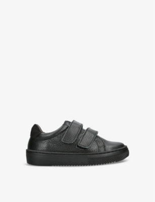 Papouelli Boys Black Kids' Atlas Leather Low-top School Shoes