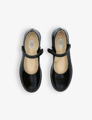 PAPOUELLI BLACK EMILIA MARY-JANE PATENT-LEATHER SHOES EUR 36 /3.5 UK