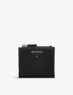 Prada Mens Black Re-nylon Small Recycled-nylon And Leather Wallet