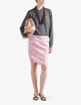 PRADA: Logo-embroidered relaxed-fit silk polo shirt