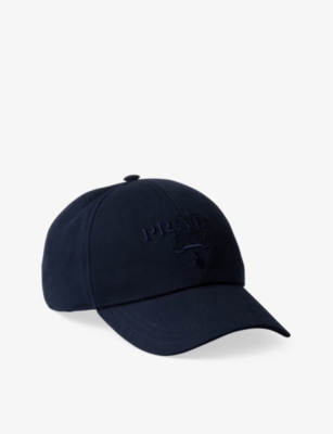 Shop Prada Mens Blue Logo-embroidered Adjustable Woven Baseball Cap