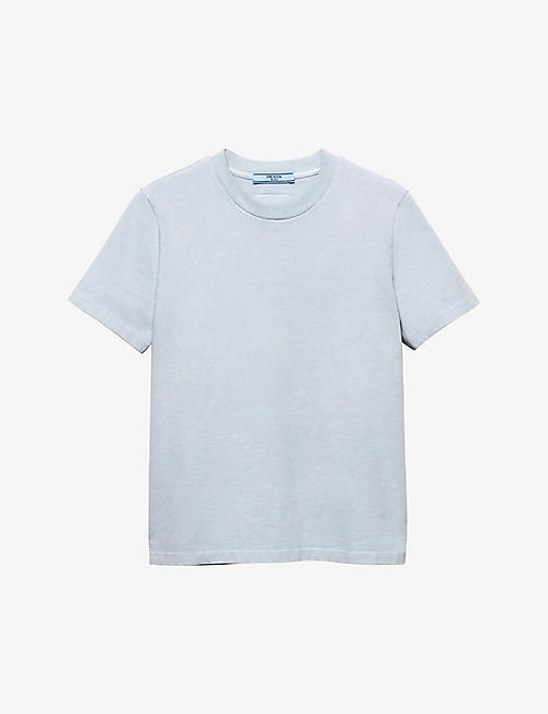 PRADA: Brand-patch crewneck cotton-jersey T-shirt