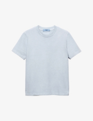 Shop Prada Brand-patch Crewneck Cotton-jersey T-shirt In Light Blue