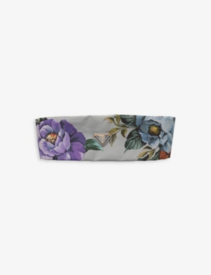 PRADA: Triangle-logo floral-motif fabric headband