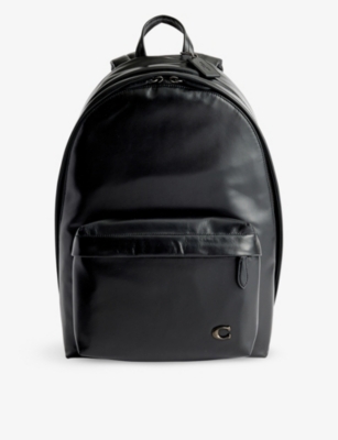 COACH: Brand-plaque leather backpack
