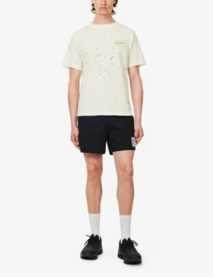 Shop Satisfy Mens Off White Mothtech™ Distressed Organic Cotton-jersey T-shirt