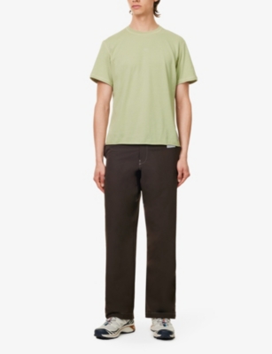 Shop Satisfy Mens Sage Green Softcell™ Cordura® Climb Brand-patch Cotton-blend Jersey T-shirt