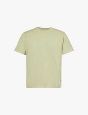 Shop Satisfy Mens Sage Green Softcell™ Cordura® Climb Brand-patch Cotton-blend Jersey T-shirt