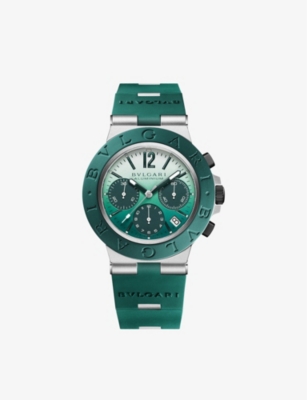 Shop Bvlgari Mens Green Bb40 Aluminium Automatic Watch