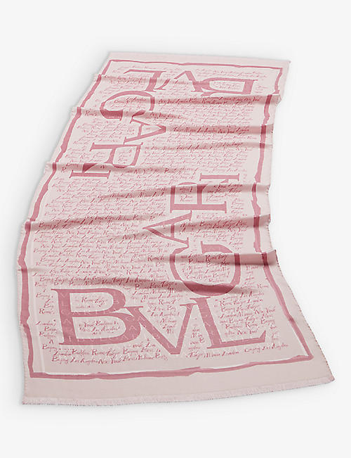 BVLGARI: Lettere Maxi Metropolis branded silk and wool-blend stole