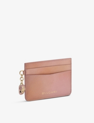 Shop Bvlgari Serpenti Forever Leather Card Holder In Pink Medium
