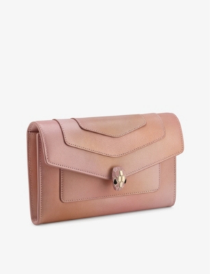 Shop Bvlgari Serpenti Forever Leather Bifold Wallet In Pink Medium