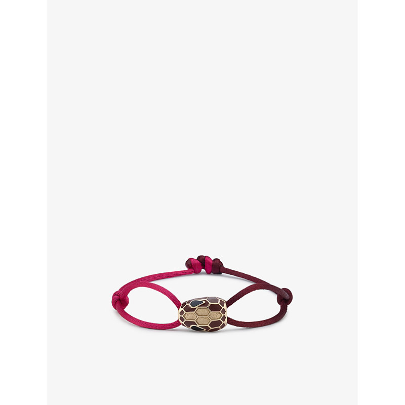 Bvlgari Mens Fuchsia Serpenti Forever Silk Charm Bracelet In Pink