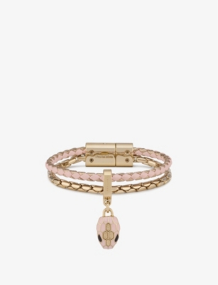 BVLGARI: Serpenti Forever small brass, leather and quartz charm bracelet