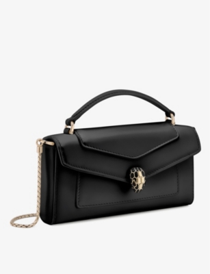 Shop Bvlgari Serpenti Forever Leather Cross-body Bag In Black