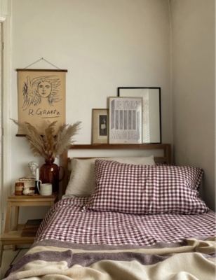 Shop Piglet In Bed Berry Gingham Gingham-pattern Standard Linen Pillowcases 50cm X 75cm