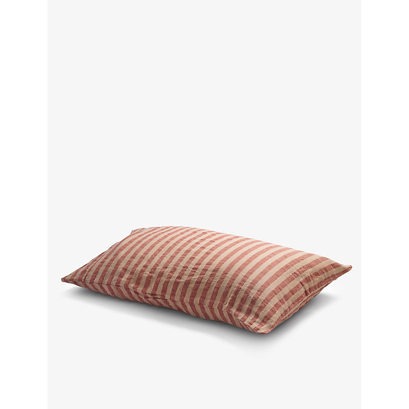 Piglet In Bed Sandred Pembroke Stripe-pattern Standard Linen Pillowcases 50cm X 75cm In Multi