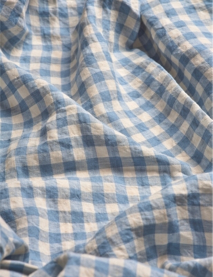Shop Piglet In Bed Warm Blue Gingham Gingham-pattern King Linen Duvet Cover