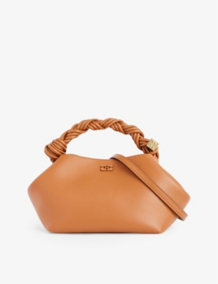 GANNI: Bou small recycled-leather-blend top-handle bag