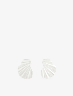 Shop Enamel Copenhagen Women's Silver Wave Textured Sterling-silver Earrings
