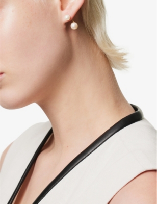 ENAMEL COPENHAGEN: Althea 18ct yellow gold-plated sterling-silver and freshwater-pearl stud earrings