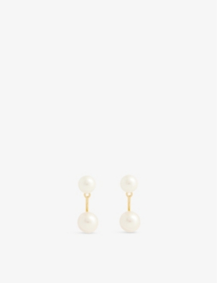 ENAMEL COPENHAGEN: Althea 18ct yellow gold-plated sterling-silver and freshwater-pearl stud earrings