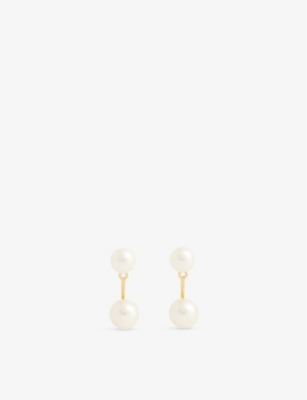 Shop Enamel Copenhagen Womens Althea 18ct Yellow Gold-plated Sterling-silver And Freshwater-pearl Stud Earrings