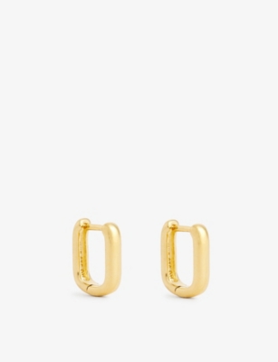 ENAMEL COPENHAGEN: Square 18ct yellow gold-plated recycled silver and cubic zirconia hoop earrings