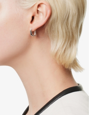 ENAMEL COPENHAGEN: Square silver hoop earrings