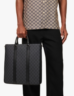 GUCCI: Monogram-print coated-canvas tote bag