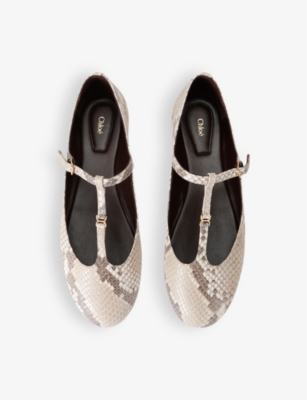 Chloé Chloe Womens Beige Comb Marcie Mary-jane Embossed Leather Pumps In Beige Comb