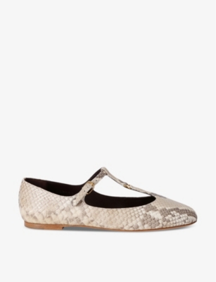 Chloé Chloe Womens Beige Comb Marcie Mary-jane Embossed Leather Pumps In Beige Comb
