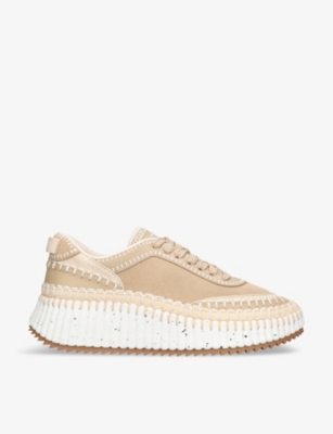 CHLOE: Nama Runner contrast hand-stich leather low-top trainers