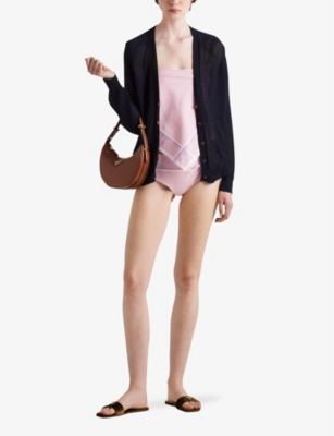 PRADA: Checked cotton bikini bottoms