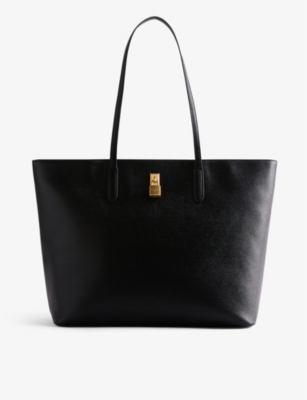 Shop Ted Baker Women's Black Londonn Padlock-embellished Leather Tote Bag
