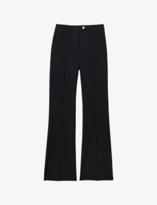 Reiss Womens Navy Hadley Flared-leg High-rise Stretch-woven Trousers In Navy