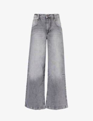 Jaded London Womens Grey Colossus Wide-leg Mid-rise Jeans