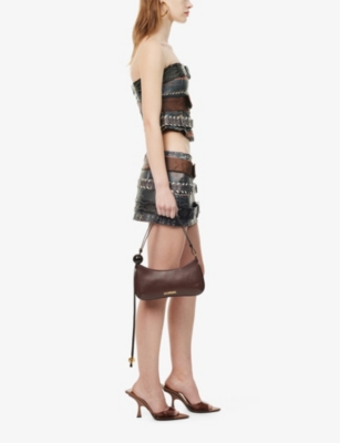 Shop Jaded London Women's Brown Belt-embellished Low-rise Woven Mini Skirt