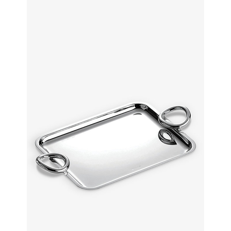 Christofle Vertigo Two-handle Silver-plated Tray 20cm X16cm In Metallic