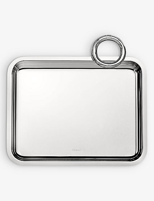 CHRISTOFLE: Vertigo single-handle silver-plated tray 20cm x 16cm