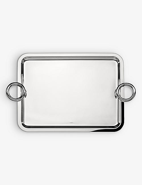 CHRISTOFLE: Vertigo two-handle silver-plated tray 43cm x 31cm