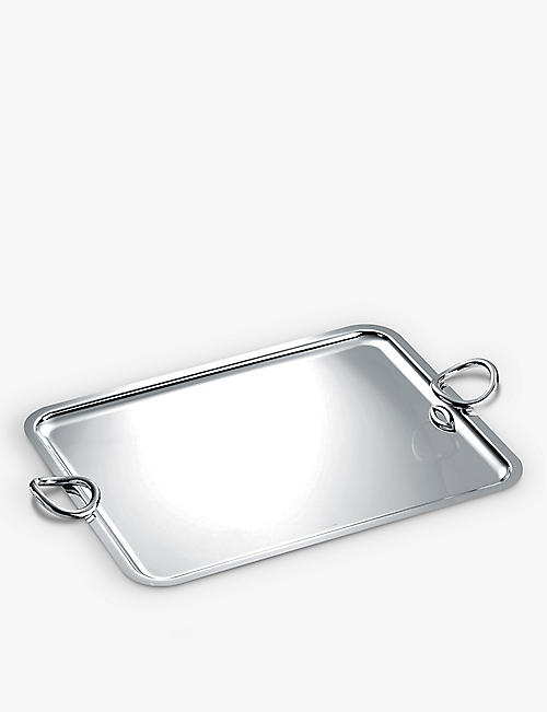 CHRISTOFLE: Vertigo double-handle silver-plated tray 53cm x 42cm