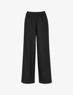 WHISTLES: Lindsey elasticated-waist high-rise cotton and linen-blend trousers