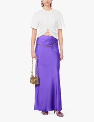 RABANNE: Ring-embellished cropped cotton-jersey T-shirt