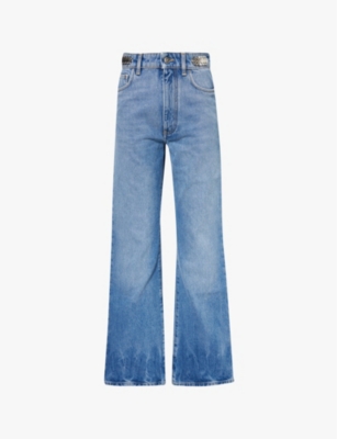 RABANNE: Disc-embellished wide-leg high-rise jeans