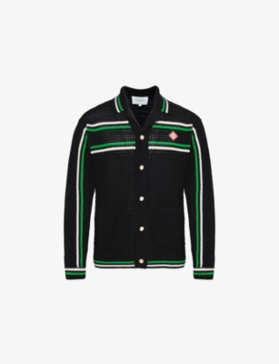 Shop Casablanca Men's Black Tennis Cotton Knitted Jacket
