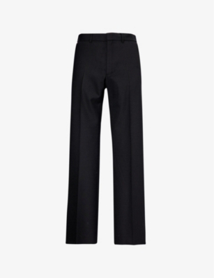 Shop Casablanca Mens  Slim-leg Wool-blend Trousers In Black